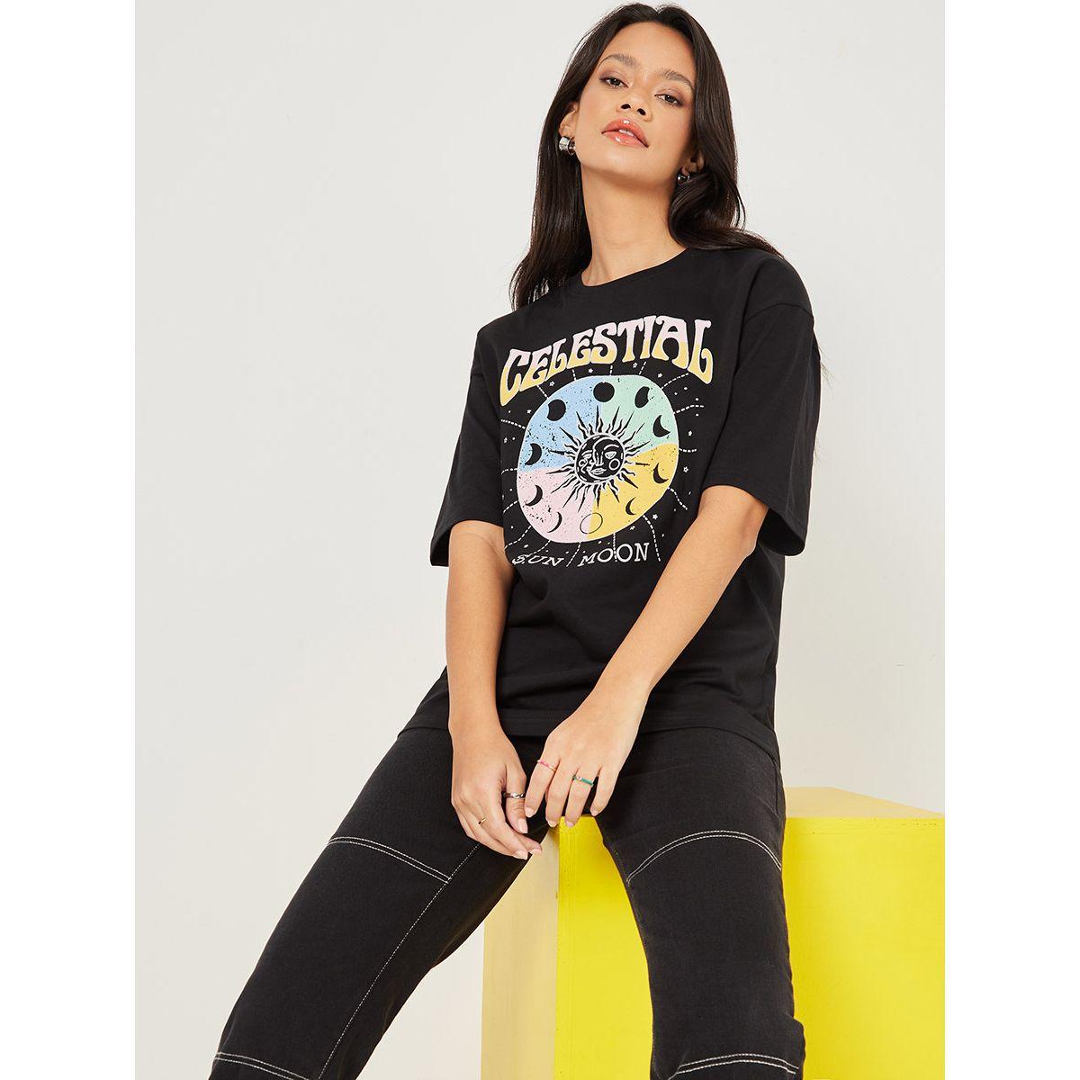 Styli Short Sleeves Celestial Graphic Print Oversized T-shirt-women-clothing-tshirts-image-1