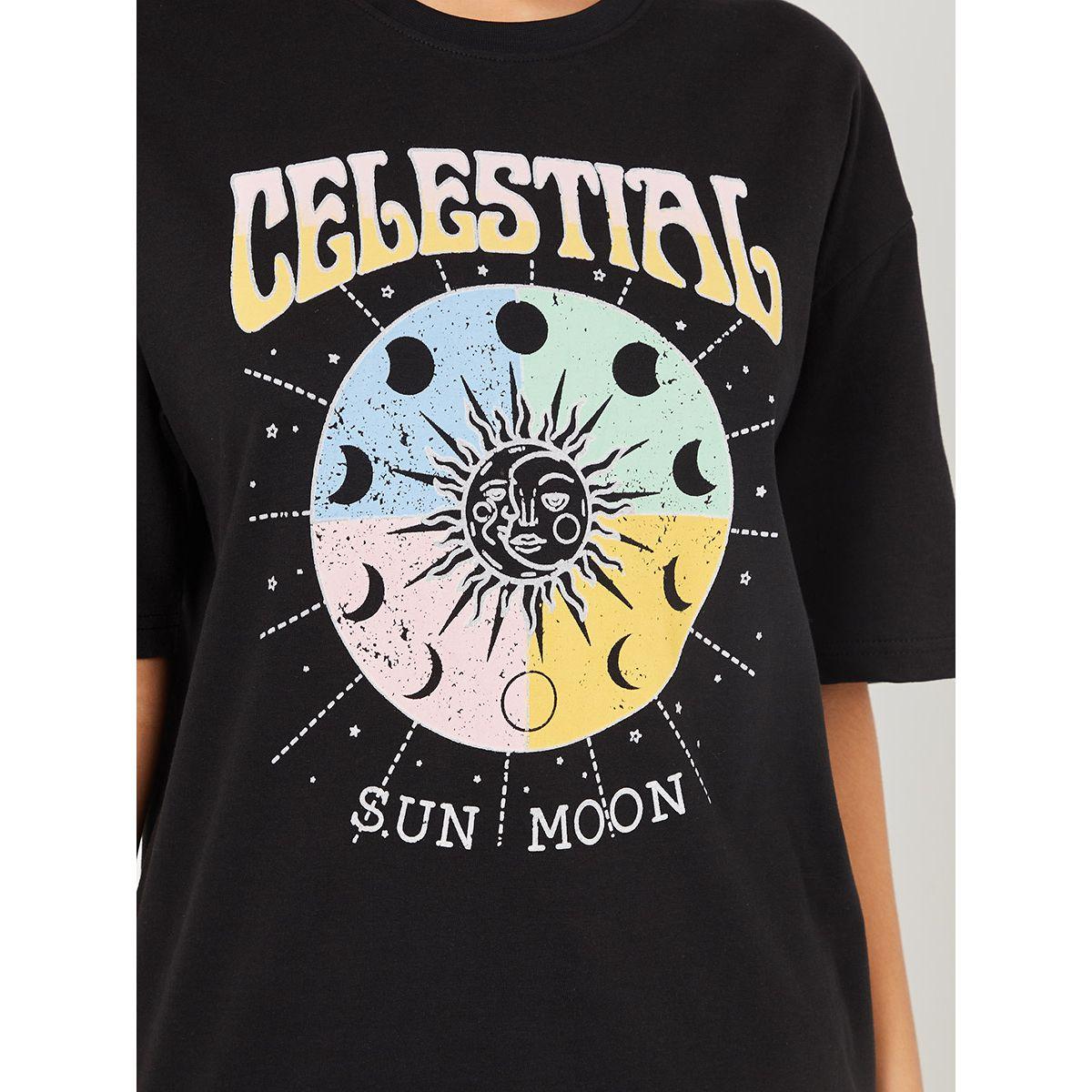 Styli Short Sleeves Celestial Graphic Print Oversized T-shirt-women-clothing-tshirts-image-3