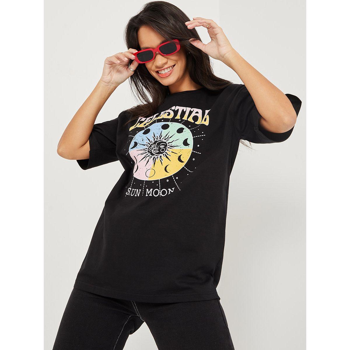 Styli Short Sleeves Celestial Graphic Print Oversized T-shirt-women-clothing-tshirts-image-5