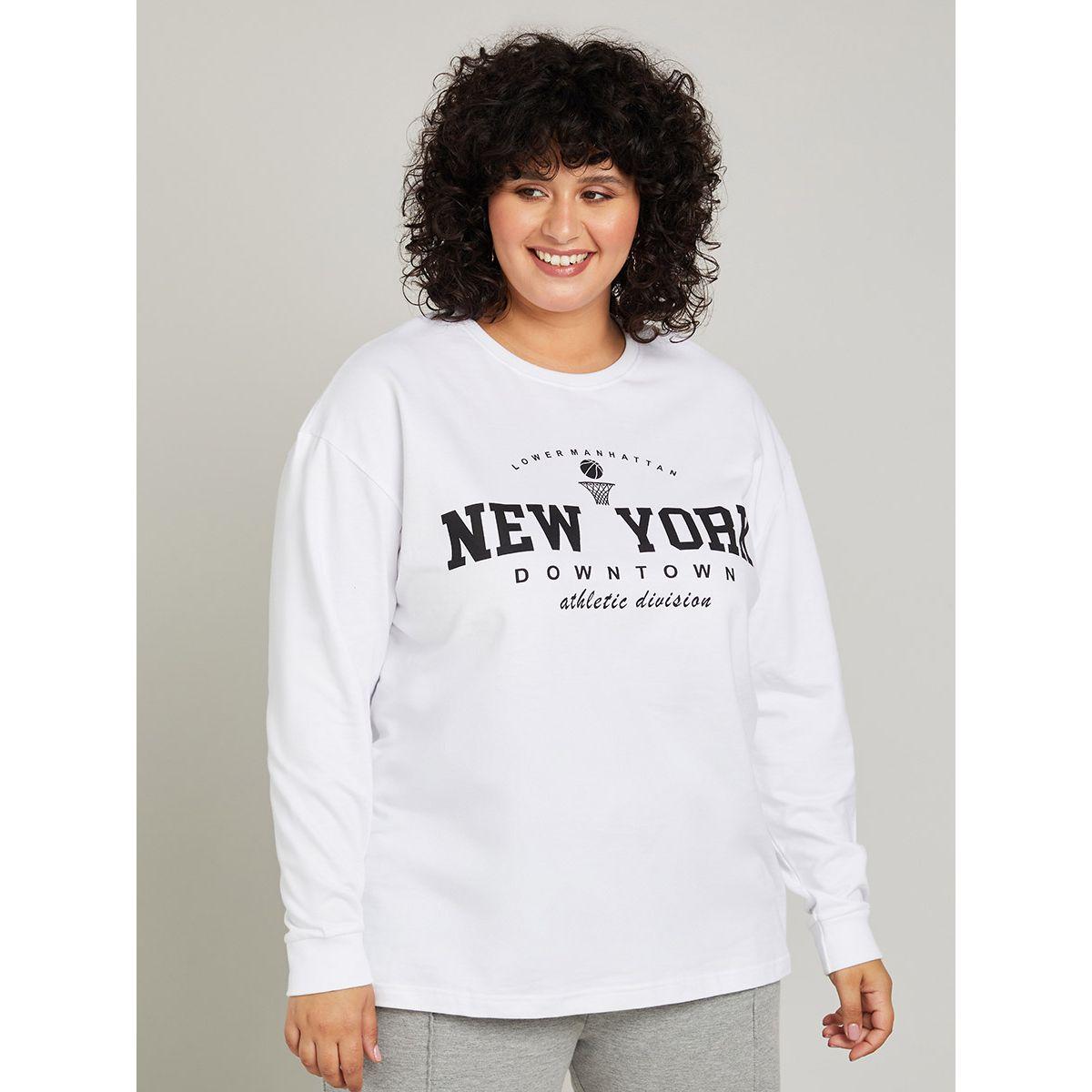 Styli Plus New York Slogan Print Round Neck Knit Pullover Sweatshirt-women-winterwear-hoodiesandsweatshirts-hoodies-image-1