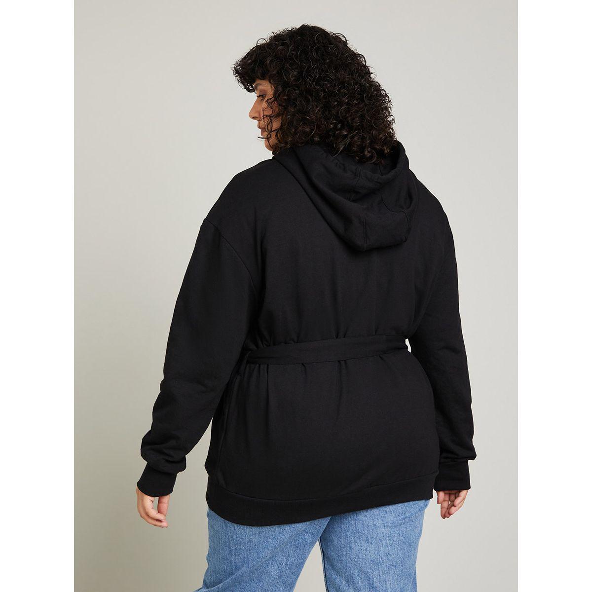 Styli Plus Self Tie Belt Zip Up Knit Hoodie-women-winterwear-hoodiesandsweatshirts-hoodies-image-5