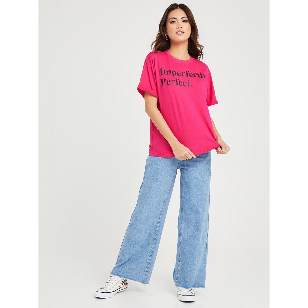 Styli Short Sleeves Imperfectly Perfect Slogan Print Regular Fit T-shirt-women-clothing-tshirts-image-2