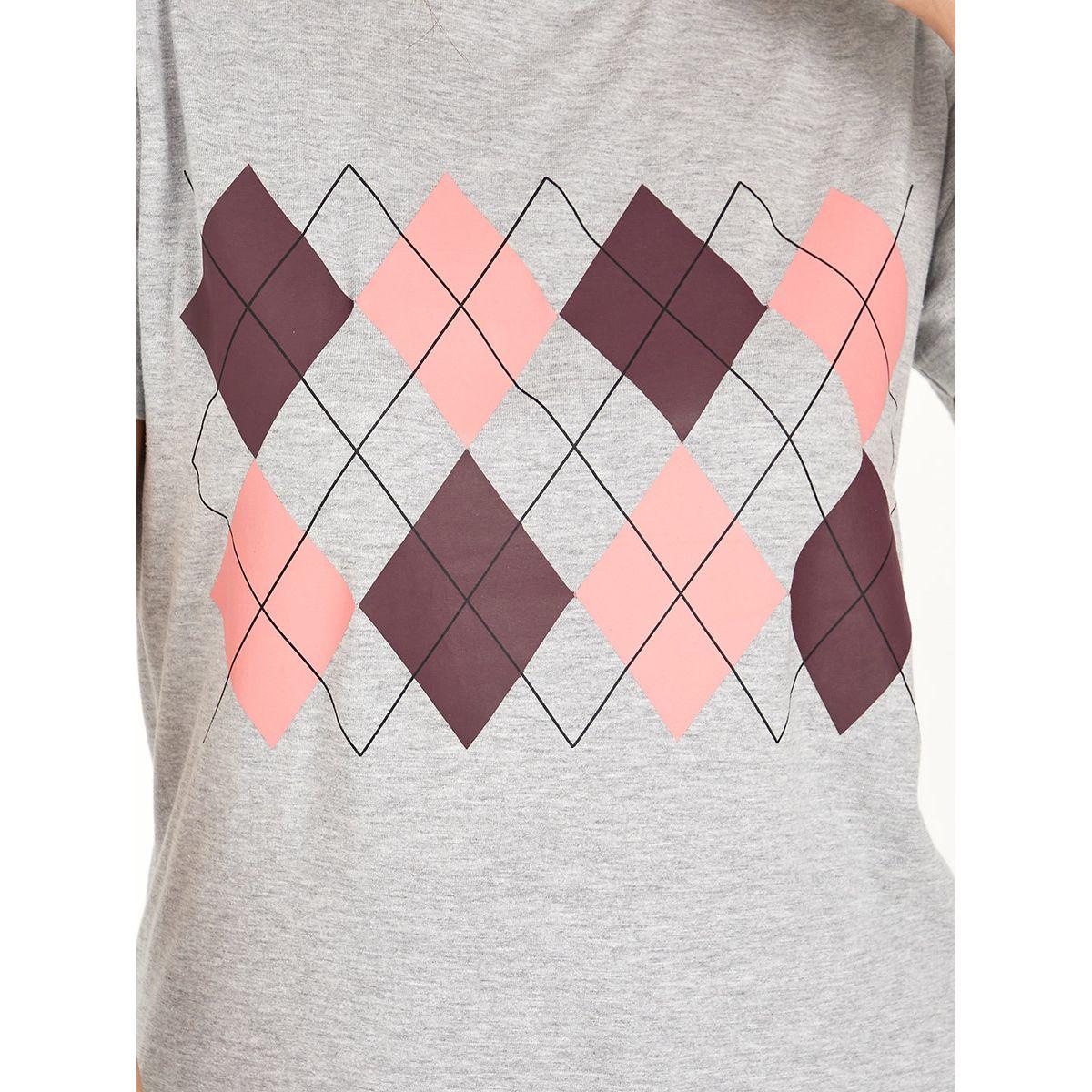 Styli Argyle Graphic Print Regular Fit T-shirt-women-clothing-tshirts-image-4