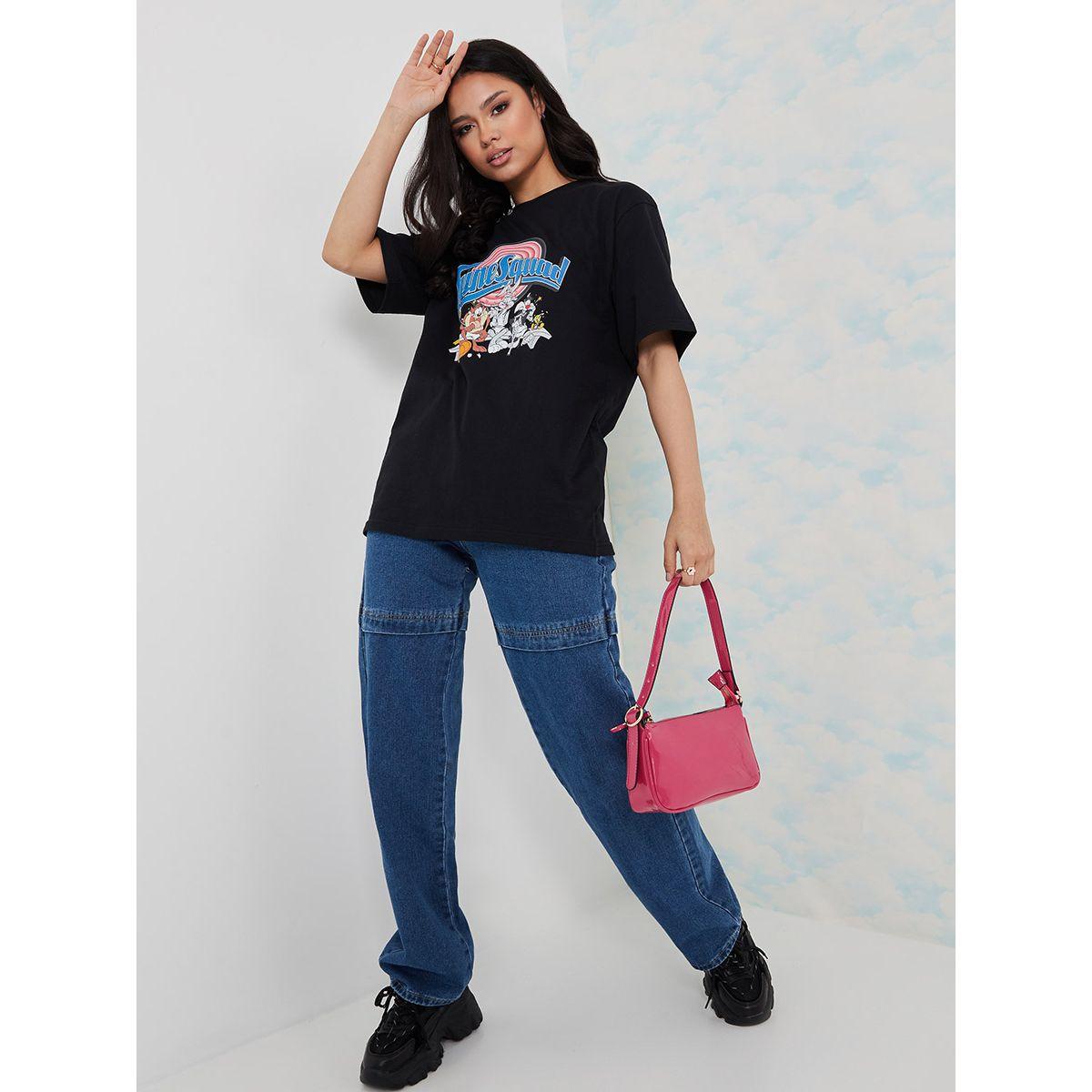 Styli WB Looney Tunes Squad Print Oversized Longline T-shirt-women-clothing-tshirts-image-2