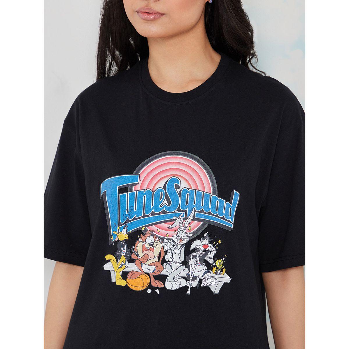 Styli WB Looney Tunes Squad Print Oversized Longline T-shirt-women-clothing-tshirts-image-3