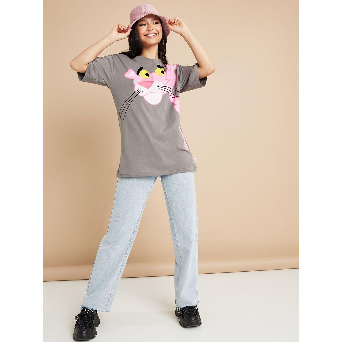 Styli MGM Pink Panther Print Oversized Longline T-shirt-women-clothing-tshirts-image-2