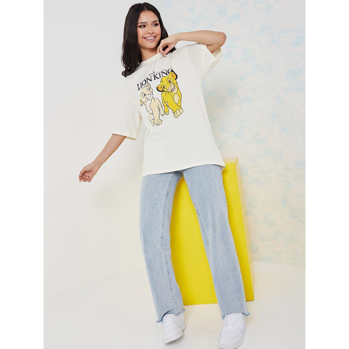 Styli Disney Lion King Print Oversized Longline T-shirt-women-clothing-tshirts-image-2