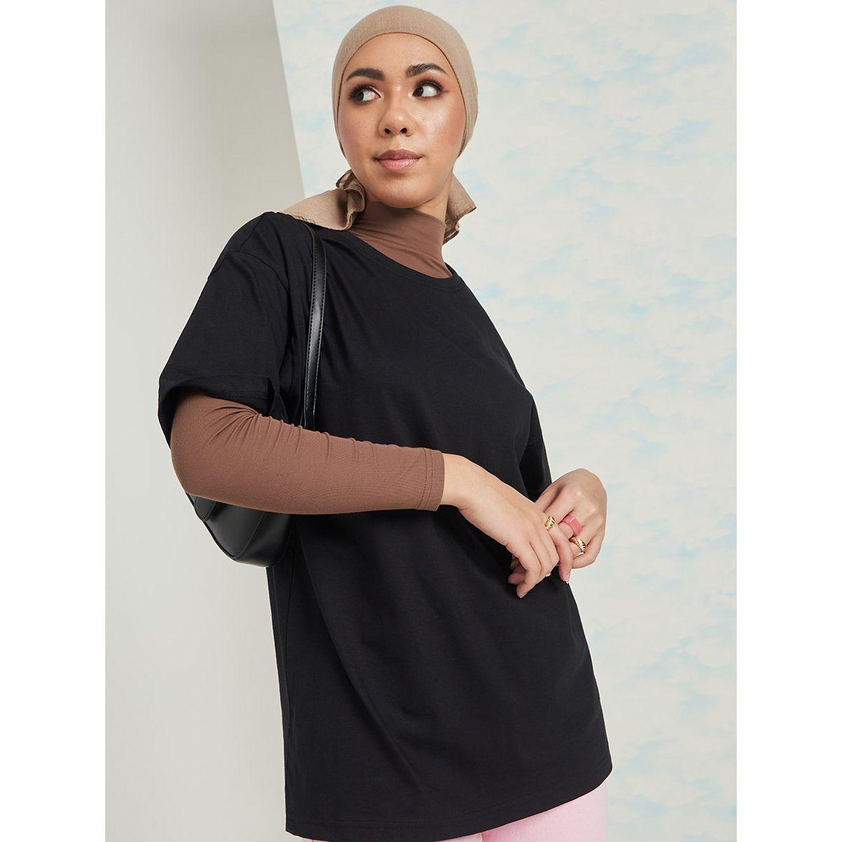Styli Short Sleeves Paris Back Slogan Oversized Longline T-shirt-women-clothing-tshirts-image-3