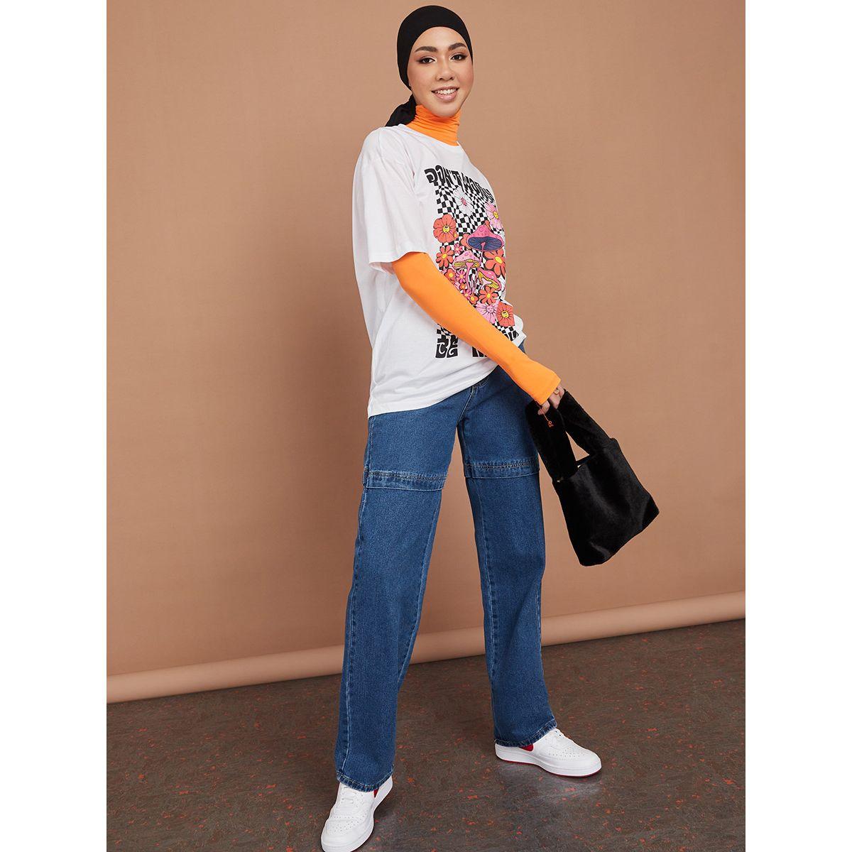 Styli Short Sleeves Floral Graphic Oversized Longline T-shirt-women-clothing-tshirts-image-2
