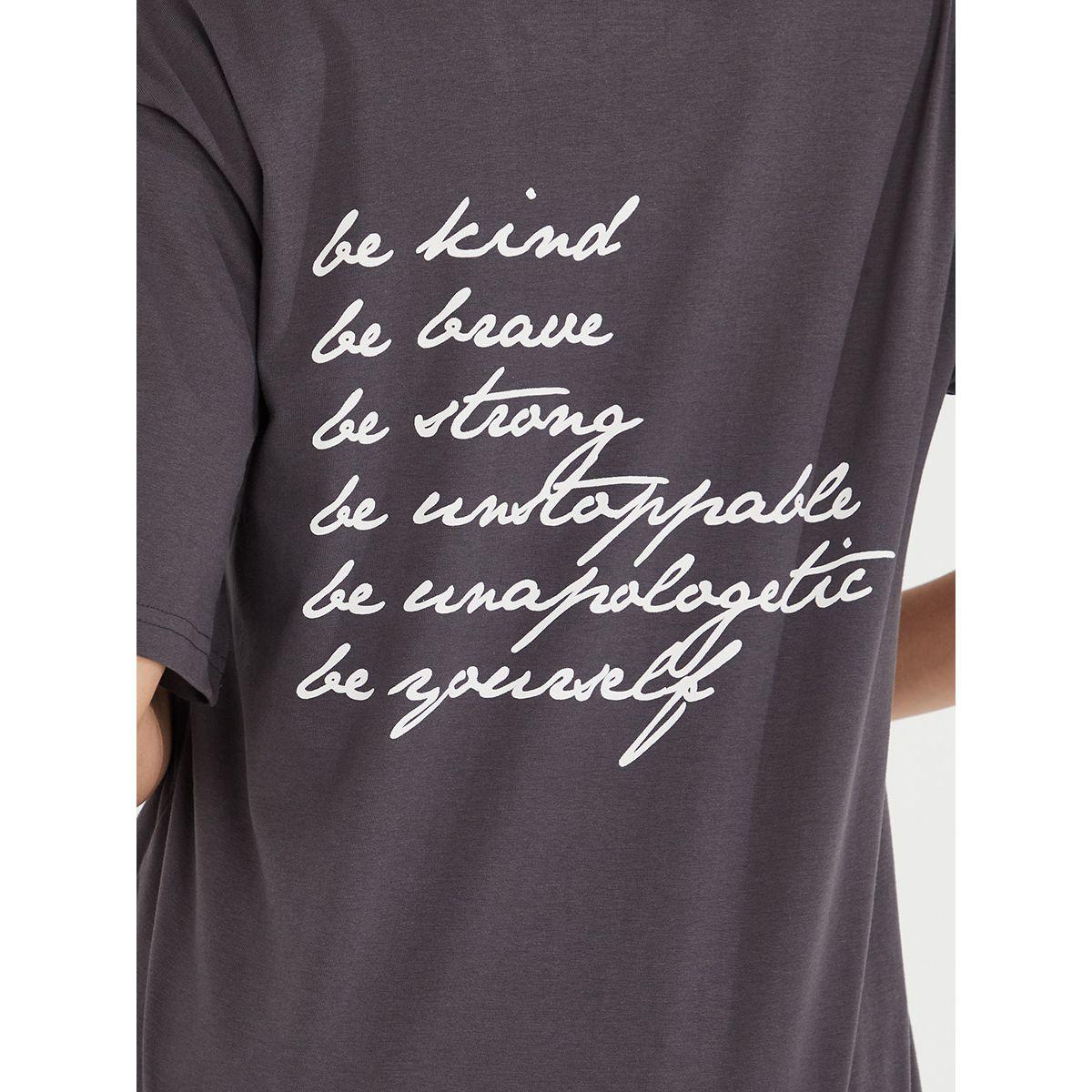 Styli Short Sleeves Be Kind Back Slogan Print Oversized Longline T-shirt-women-clothing-tshirts-image-5