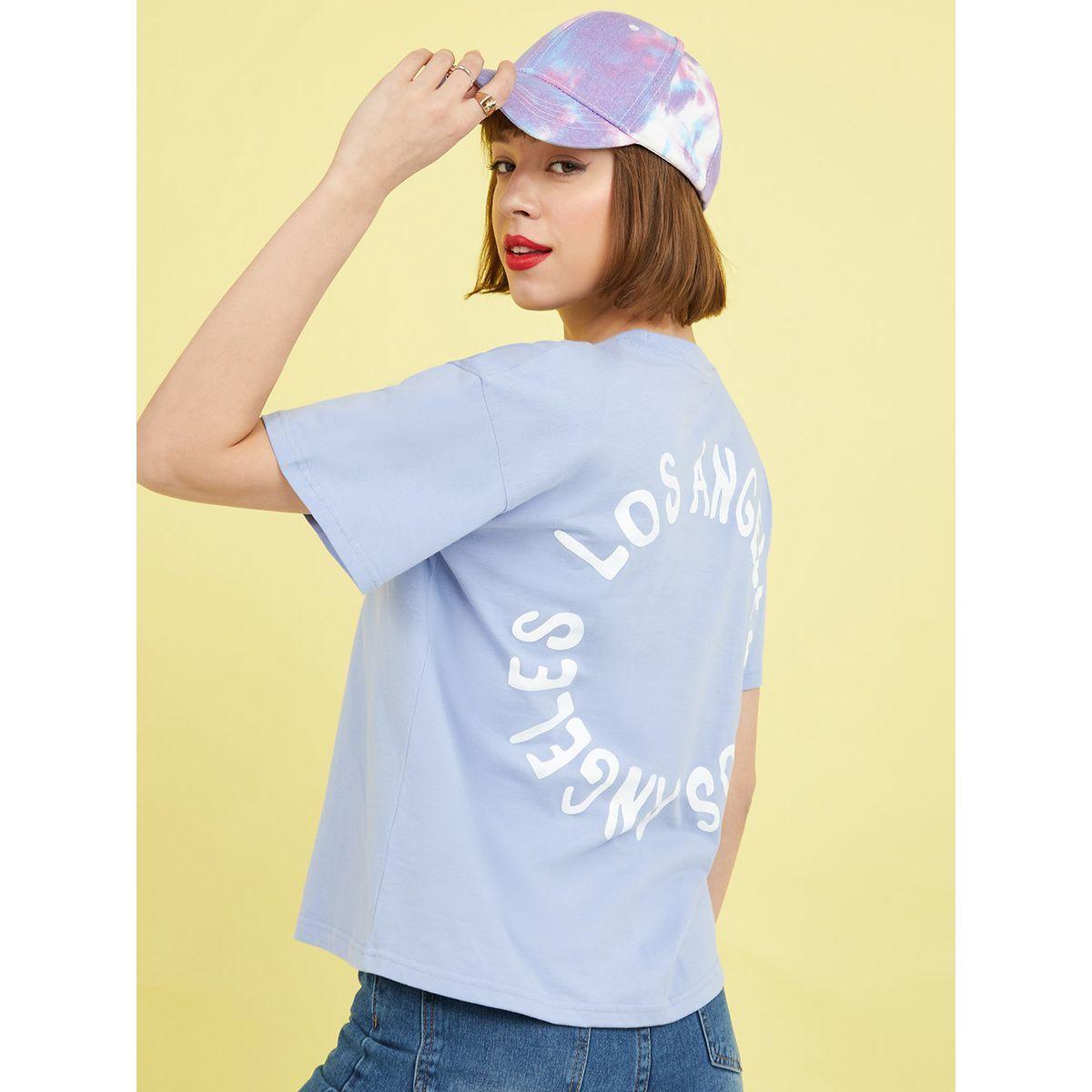 Styli Short Sleeves Los Angeles Back Slogan Boxy Fit T-shirt-women-clothing-tshirts-image-1