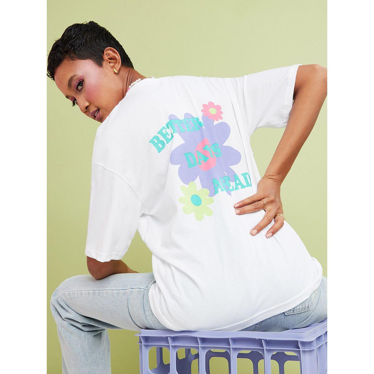 Styli Better Days Ahead Floral Back Graphic Boxy Fit T-shirt-women-clothing-tshirts-image-1