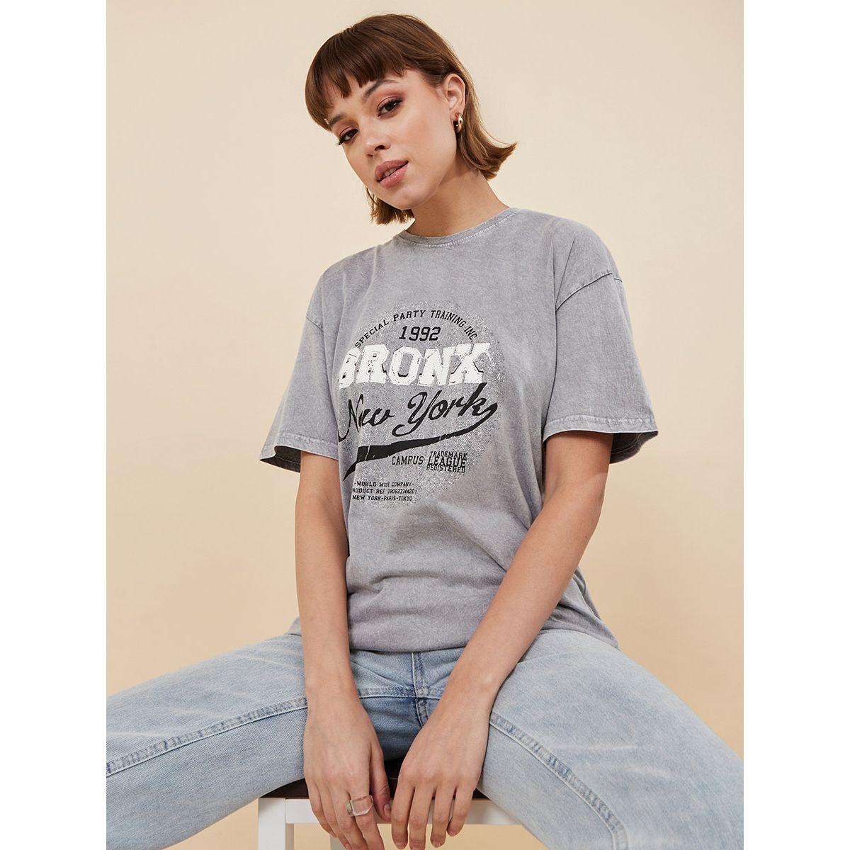 Styli Short Sleeves New York Graphic Oversized Longline T-shirt-women-clothing-tshirts-image-1