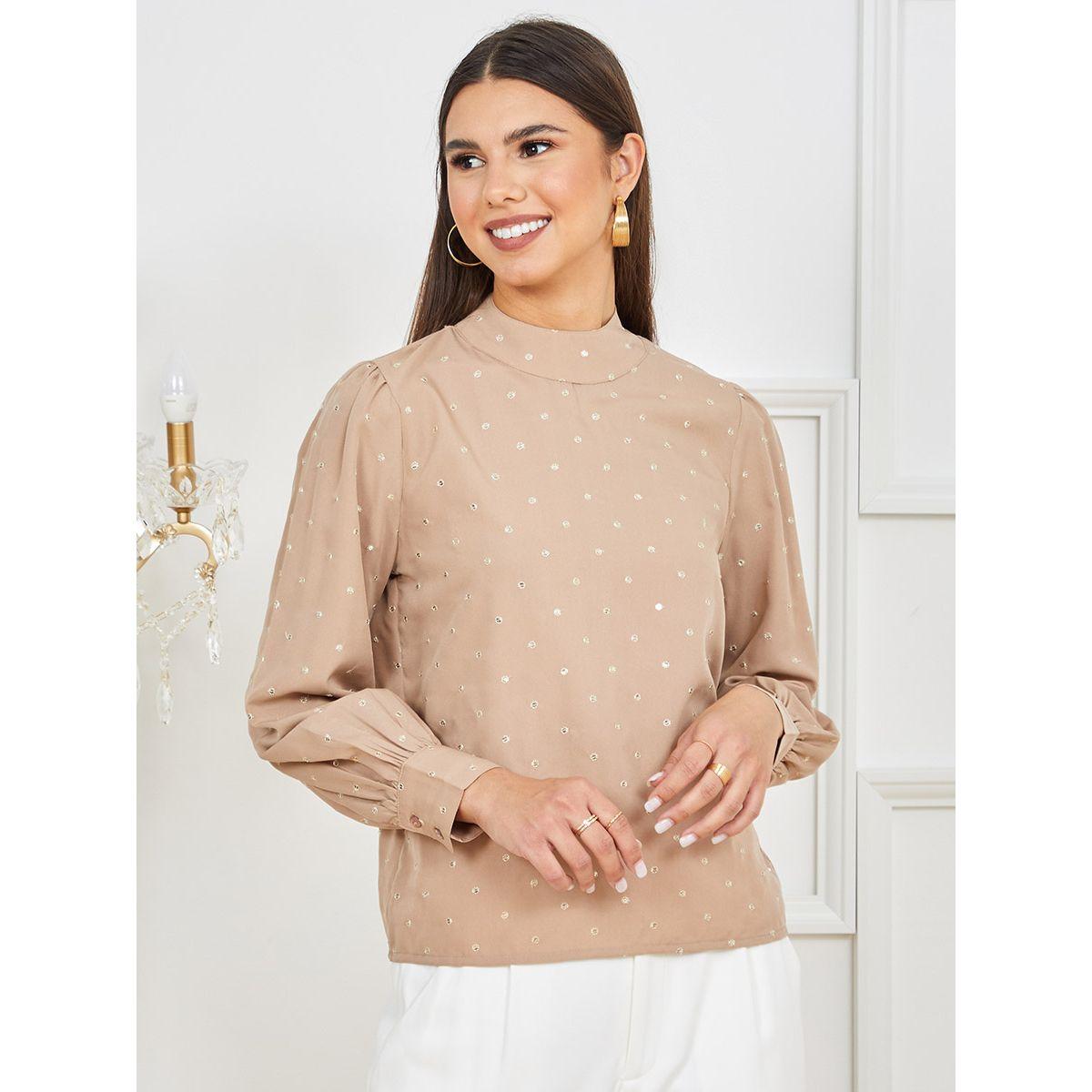 بلوزة ساتان مزينة بالترتر من ستايلي-women-clothing-shirtsandblouses-blouses-image-1