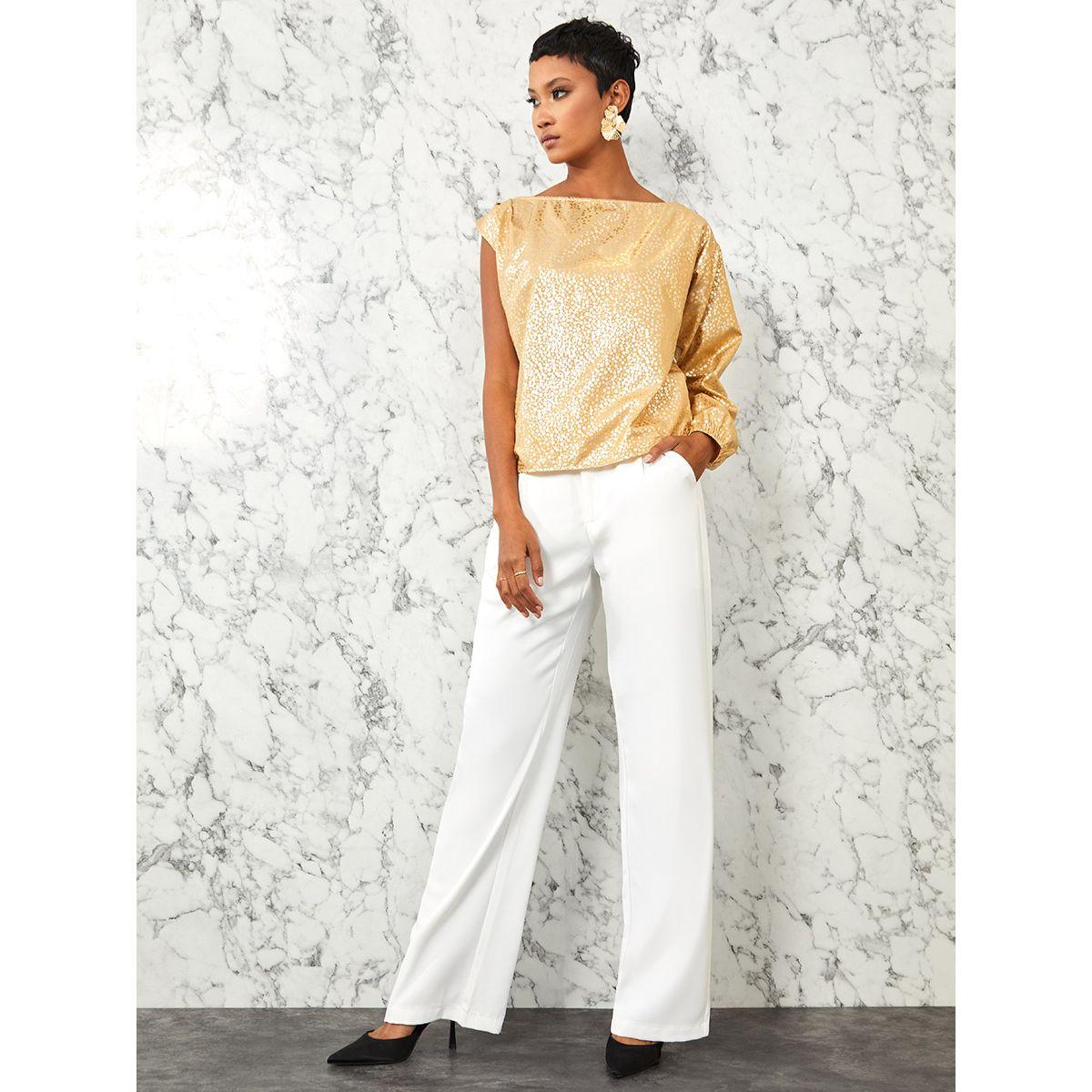 بلوزة جاكار بكتف واحد-women-clothing-shirtsandblouses-blouses-image-2