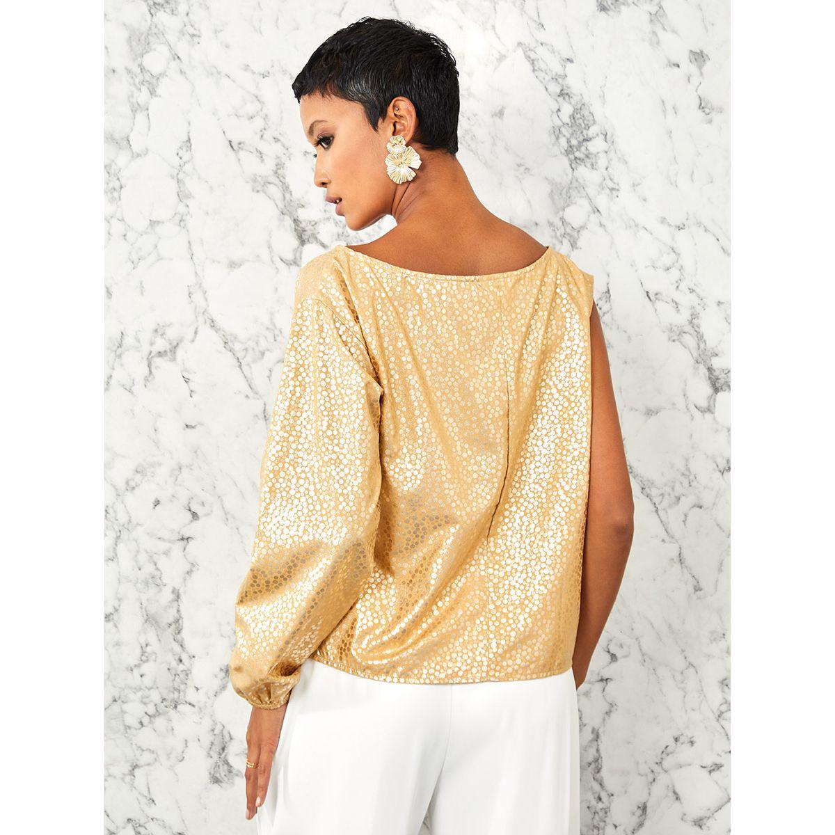 بلوزة جاكار بكتف واحد-women-clothing-shirtsandblouses-blouses-image-4