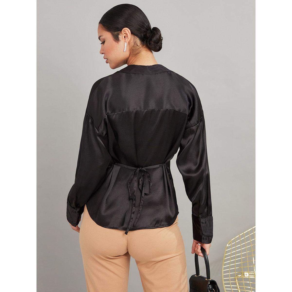 Styli Long Sleeves Spread Collar Satin Blouse-women-clothing-shirtsandblouses-shirts-image-4