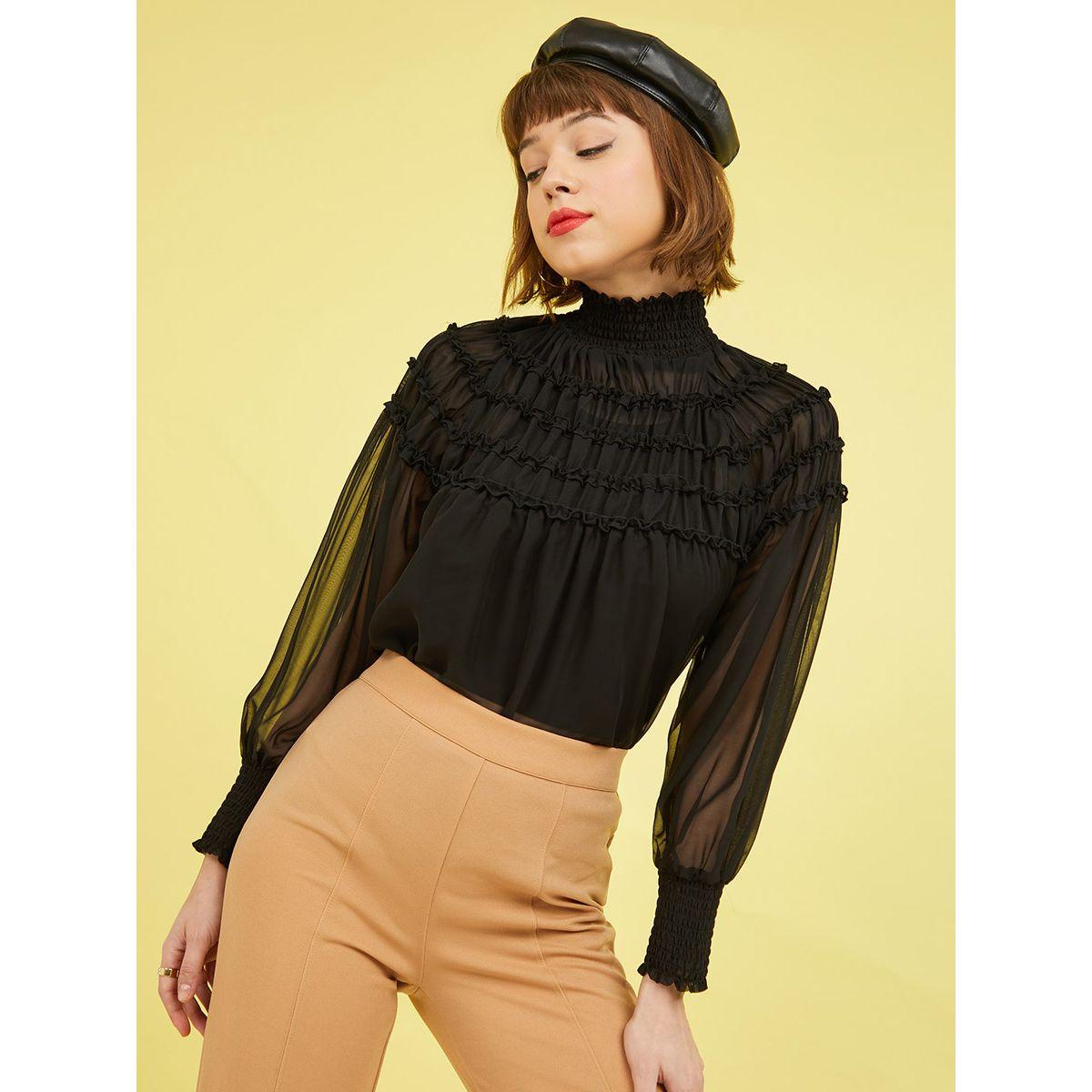 بلوزة بياقة عالية واكمام طويلة من ريد تايب-women-clothing-shirtsandblouses-blouses-image-1