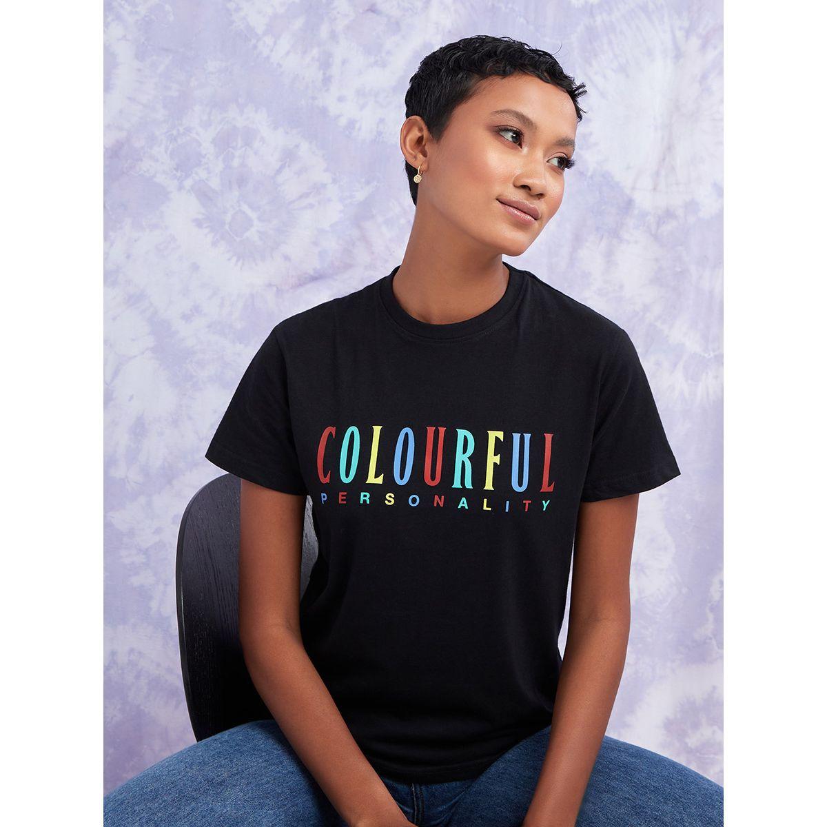 تيشيرت مطبع بكتابة واكمام قصيرة من ريد تايب-women-clothing-tshirts-image-1