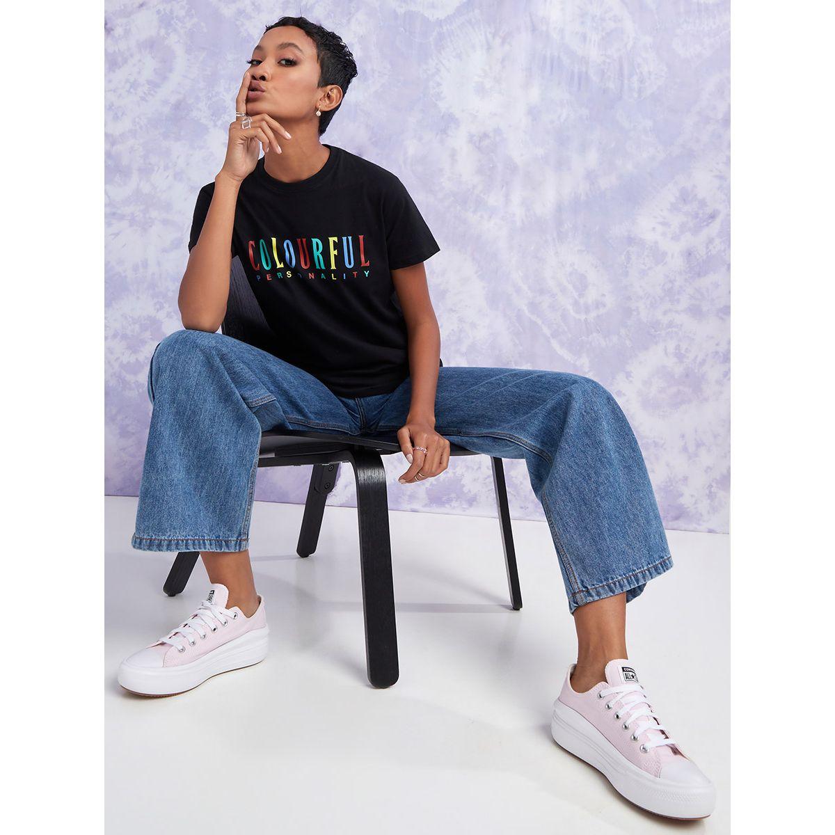 تيشيرت مطبع بكتابة واكمام قصيرة من ريد تايب-women-clothing-tshirts-image-2