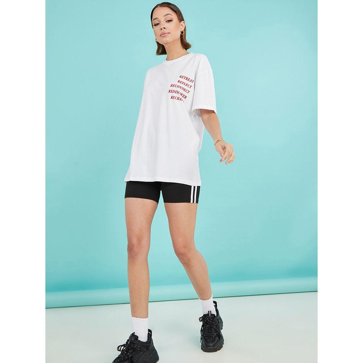 Styli Short Sleeves Retreat Reflect Reconnect Pocket Placement Print Longline Oversized T-shirt-women-clothing-tshirts-image-2