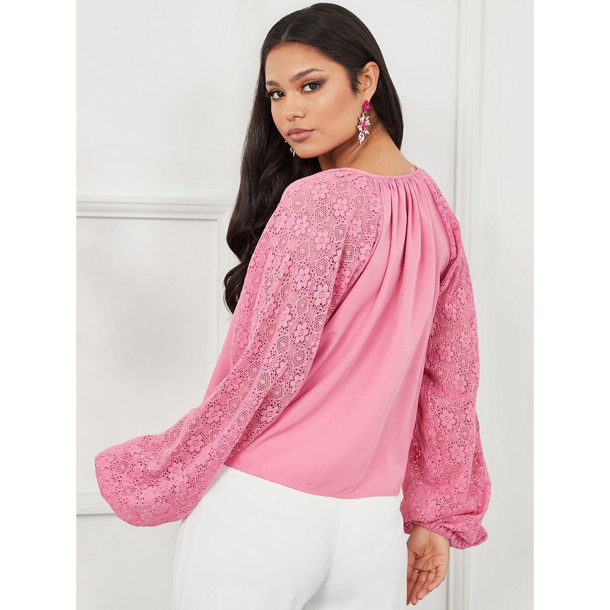 Styli Lace Balloon Sleeves V Neck Blouse-women-clothing-shirtsandblouses-blouses-image-5
