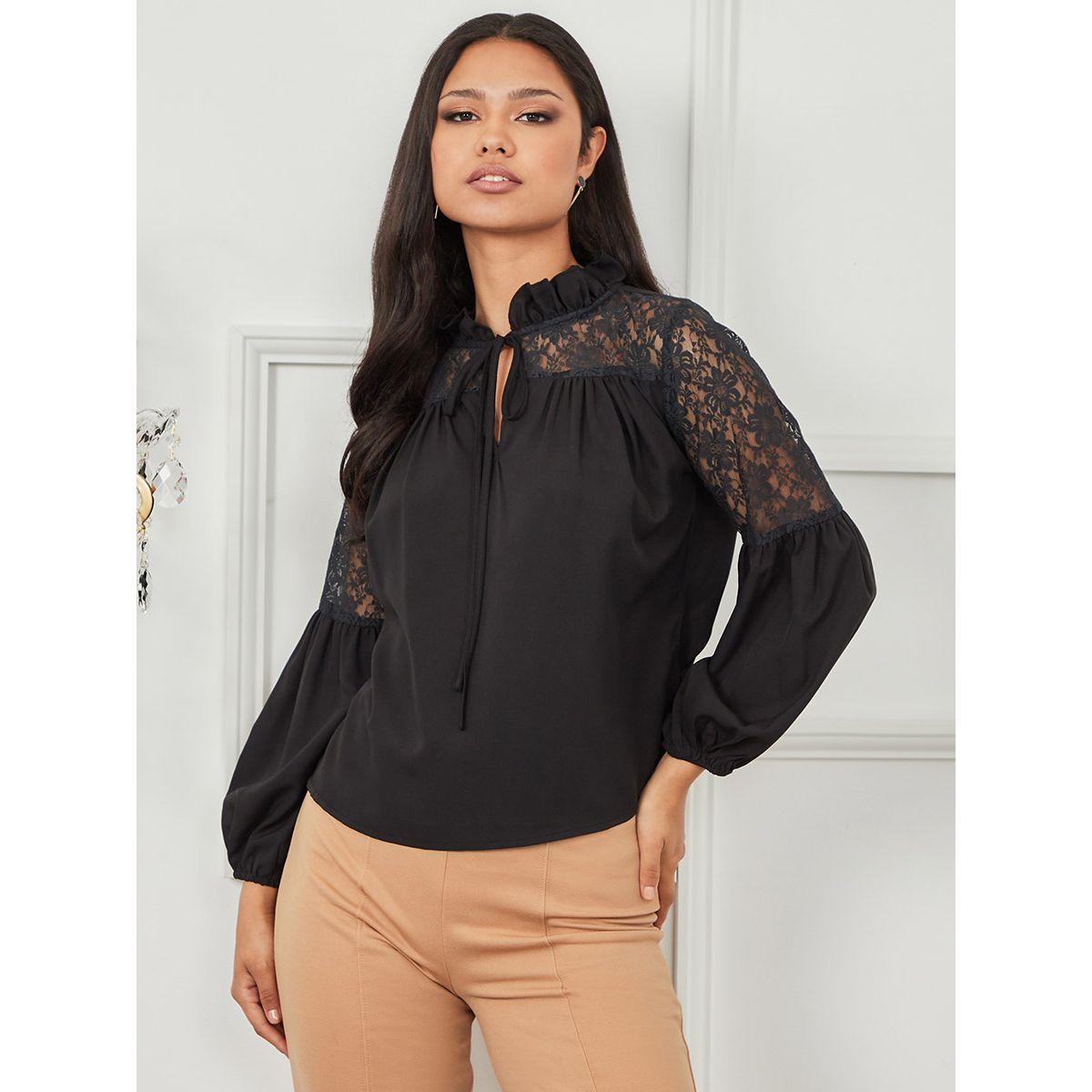 Styli Tie Up Neck Lace Insert Long Sleeves Blouse-women-clothing-shirtsandblouses-blouses-image-3