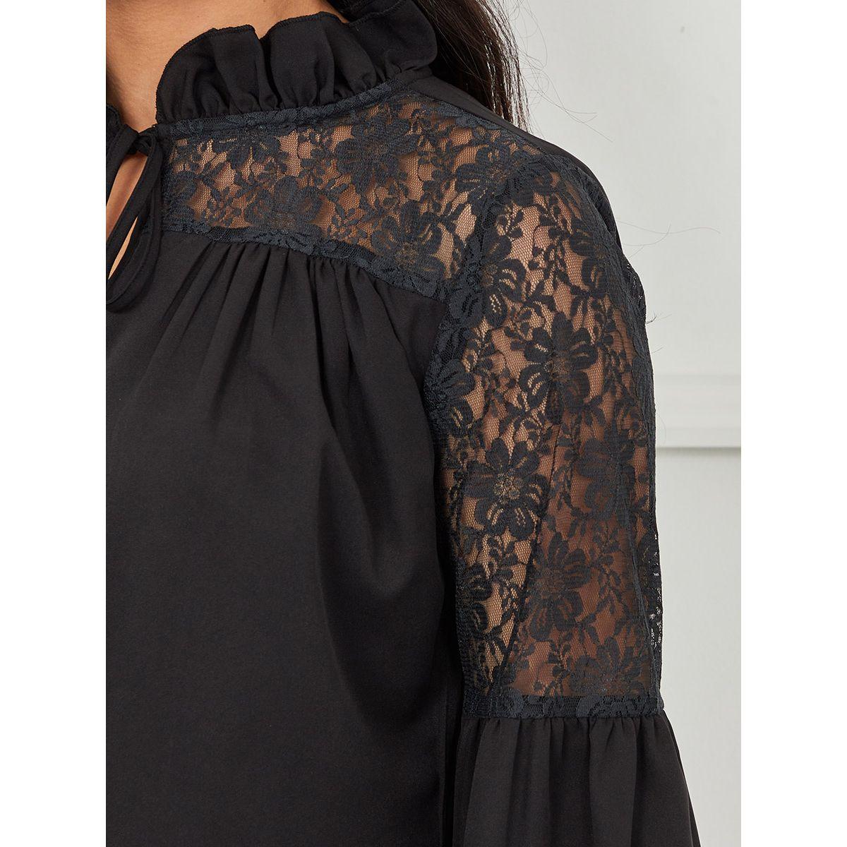 Styli Tie Up Neck Lace Insert Long Sleeves Blouse-women-clothing-shirtsandblouses-blouses-image-4