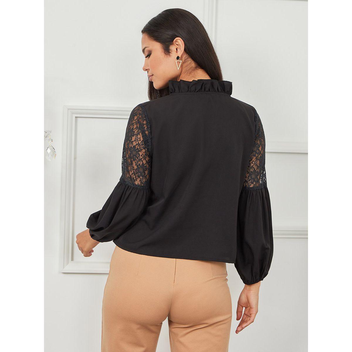 Styli Tie Up Neck Lace Insert Long Sleeves Blouse-women-clothing-shirtsandblouses-blouses-image-5