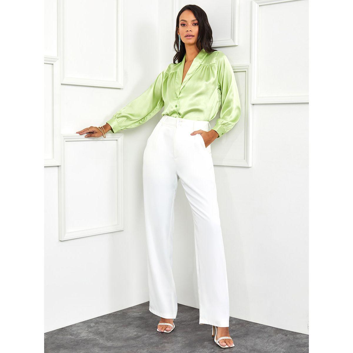 Styli Long Sleeves V Neck Button Through Blouse-women-clothing-shirtsandblouses-blouses-image-2