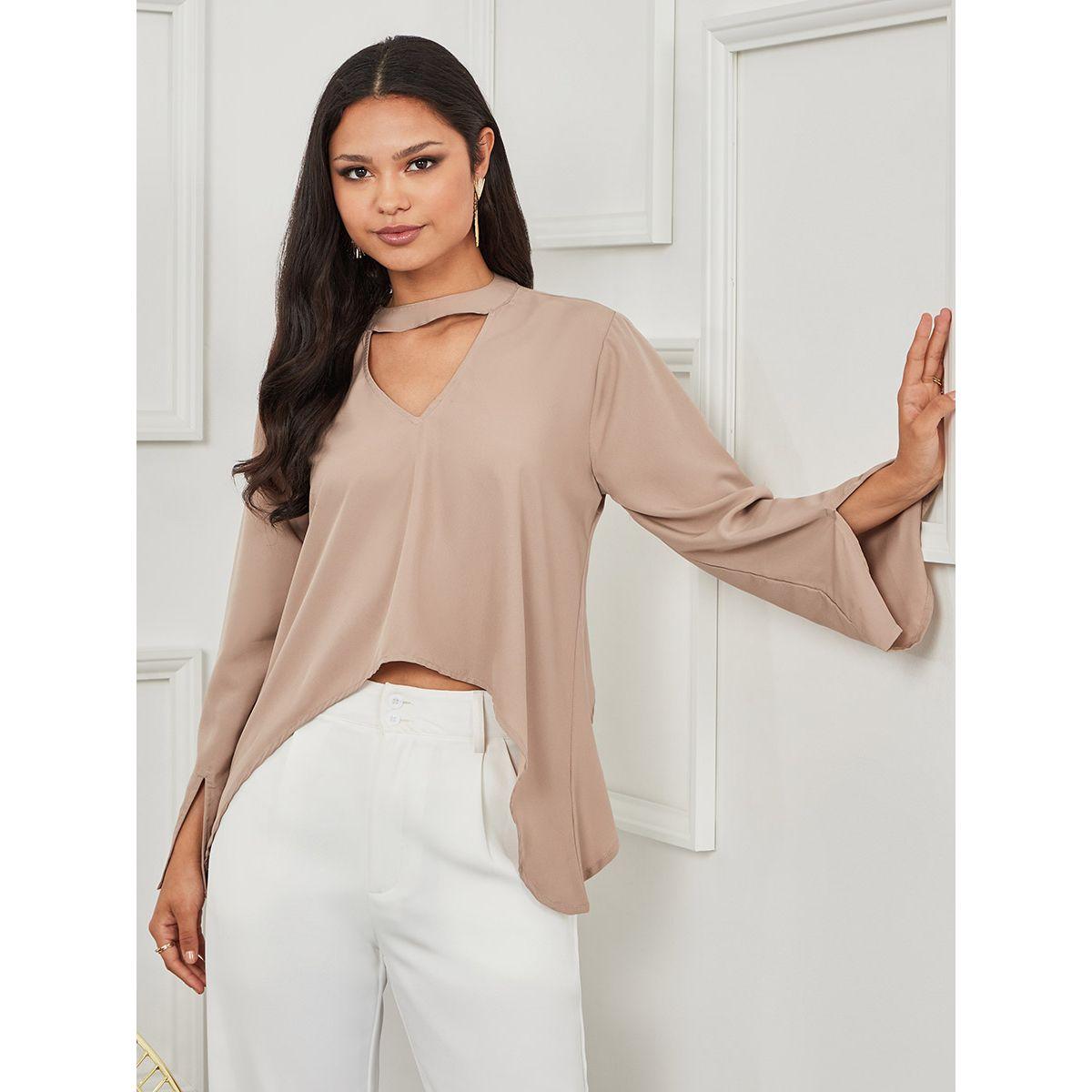 Styli Long Sleeves Asymmetric Hem Blouse-women-clothing-shirtsandblouses-blouses-image-1