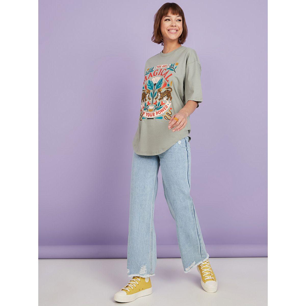 Styli Know Your Power Tiger Graphic Oversized T-shirt with Curved Hem-women-clothing-tshirts-image-2