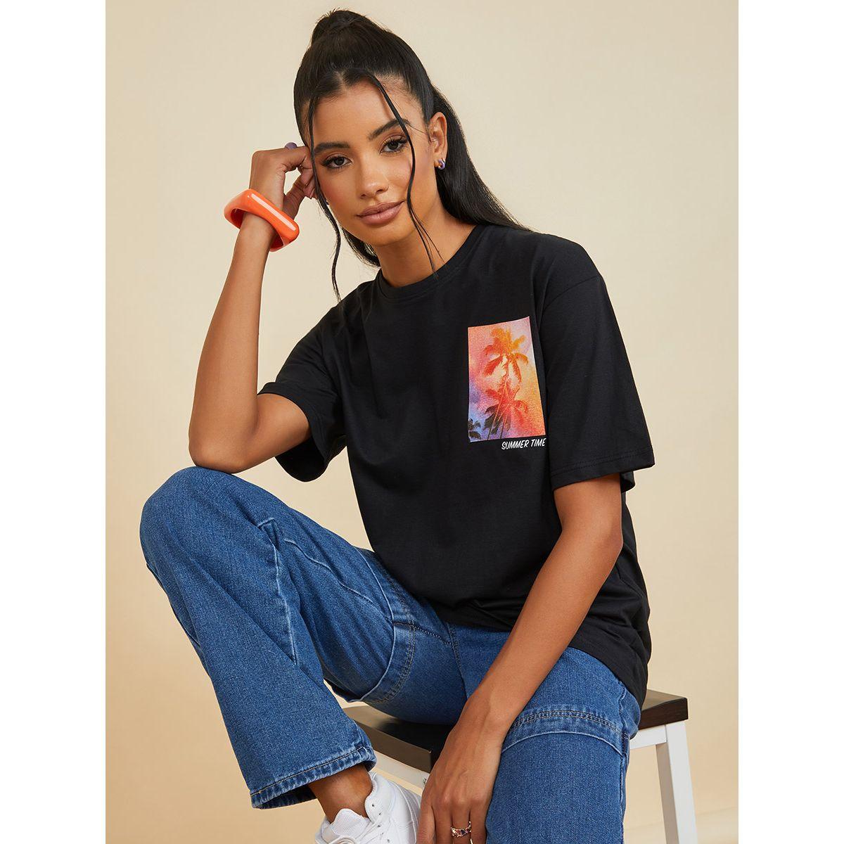 تيشيرت بقصة واسعة واكمام قصيرة من ستايلي-women-clothing-tshirts-image-1