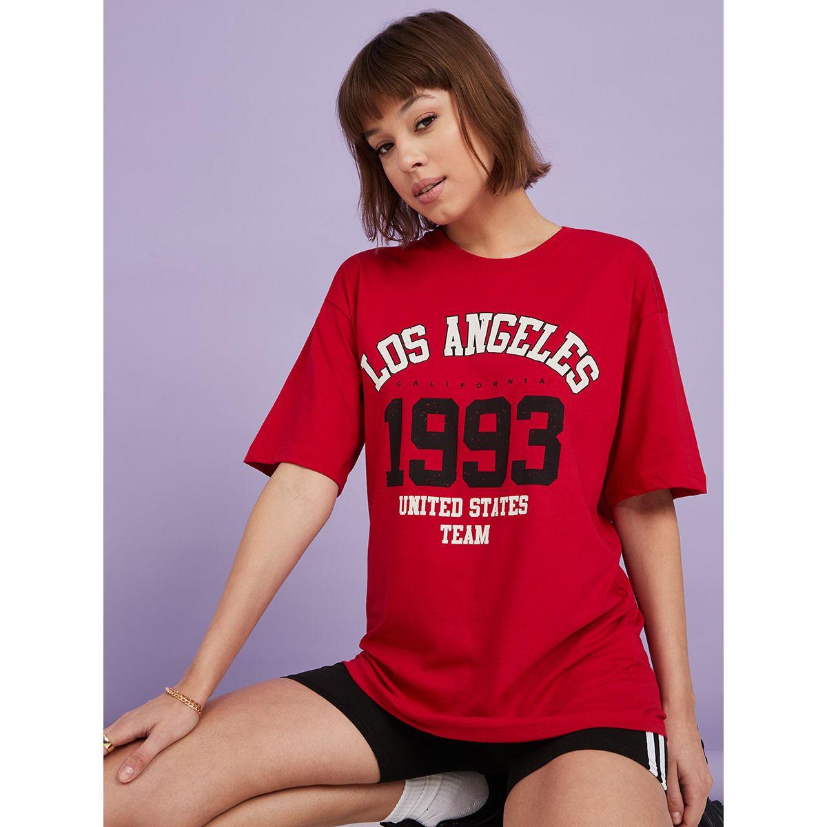 Styli Drop Shoulder Sleeve Los Angeles Slogan Oversized T-shirt-women-clothing-tshirts-image-1