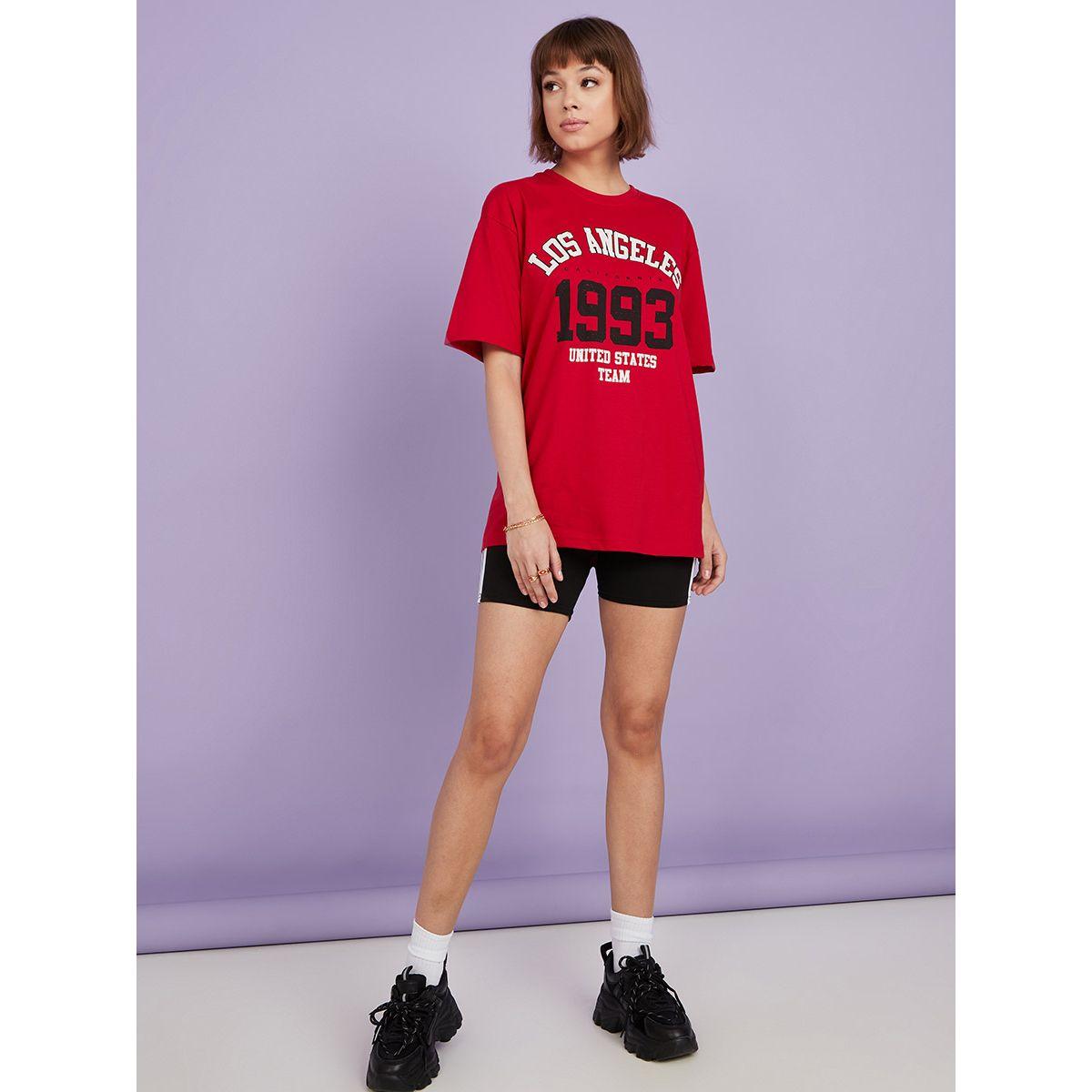Styli Drop Shoulder Sleeve Los Angeles Slogan Oversized T-shirt-women-clothing-tshirts-image-2