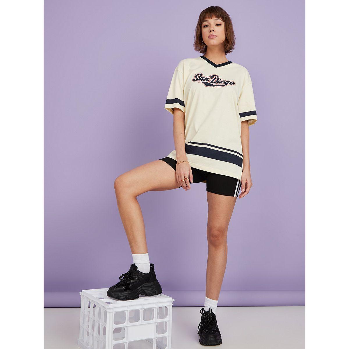 Styli Short Sleeves San Diego Slogan Oversized Longline T-shirt-women-clothing-tshirts-image-2
