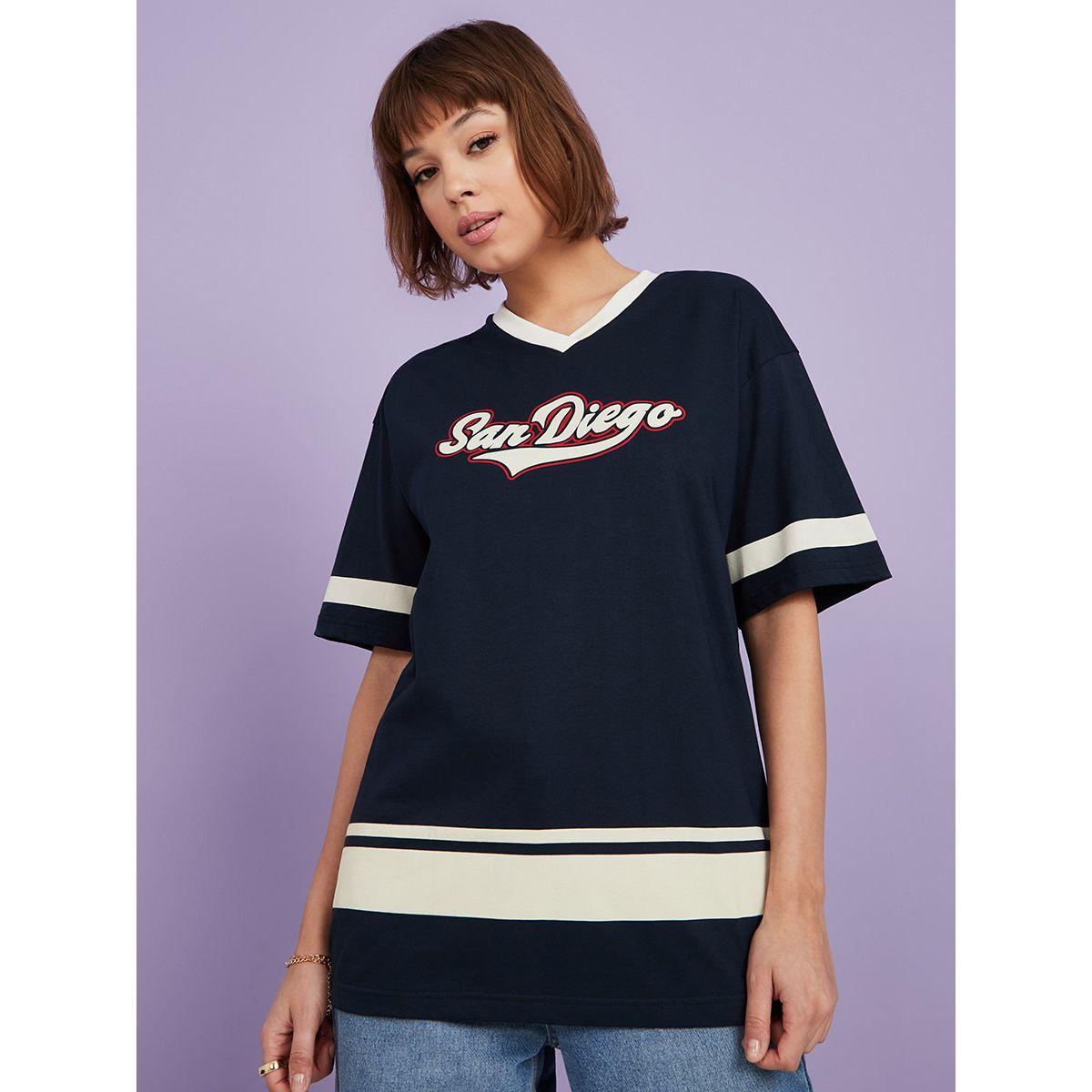 Styli Short Sleeves San Diego Slogan Oversized Longline T-shirt-women-clothing-tshirts-image-3