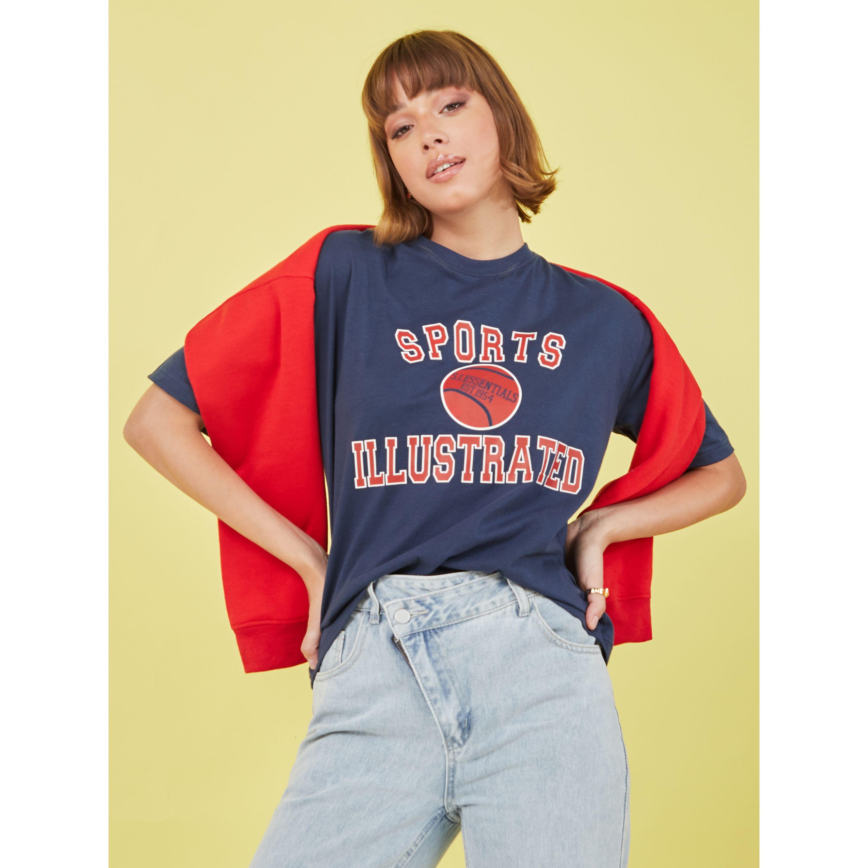 Styli Short Sleeves Sports Illustrated Slogan Print Boxy Fit T-shirt-women-clothing-tshirts-image-2