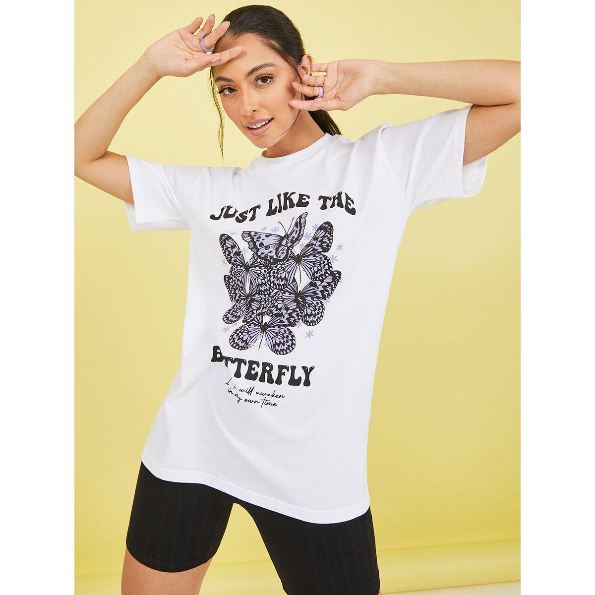 Styli Just Like Butterfly Graphic Oversized Longline T-shirt-women-clothing-tshirts-image-1