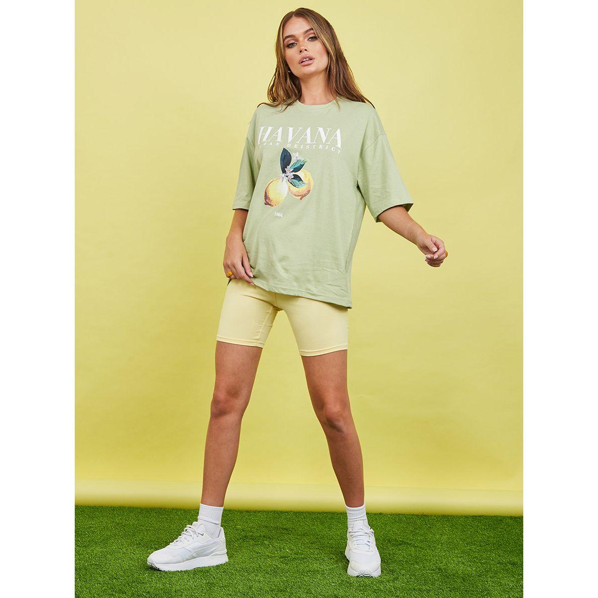 Styli Shorts Sleeves Havana Lemon Graphic Oversized Longline T-shirt-women-clothing-tshirts-image-2