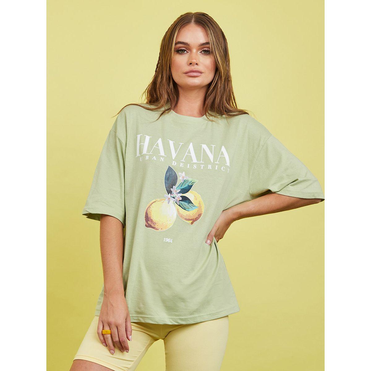 Styli Shorts Sleeves Havana Lemon Graphic Oversized Longline T-shirt-women-clothing-tshirts-image-3