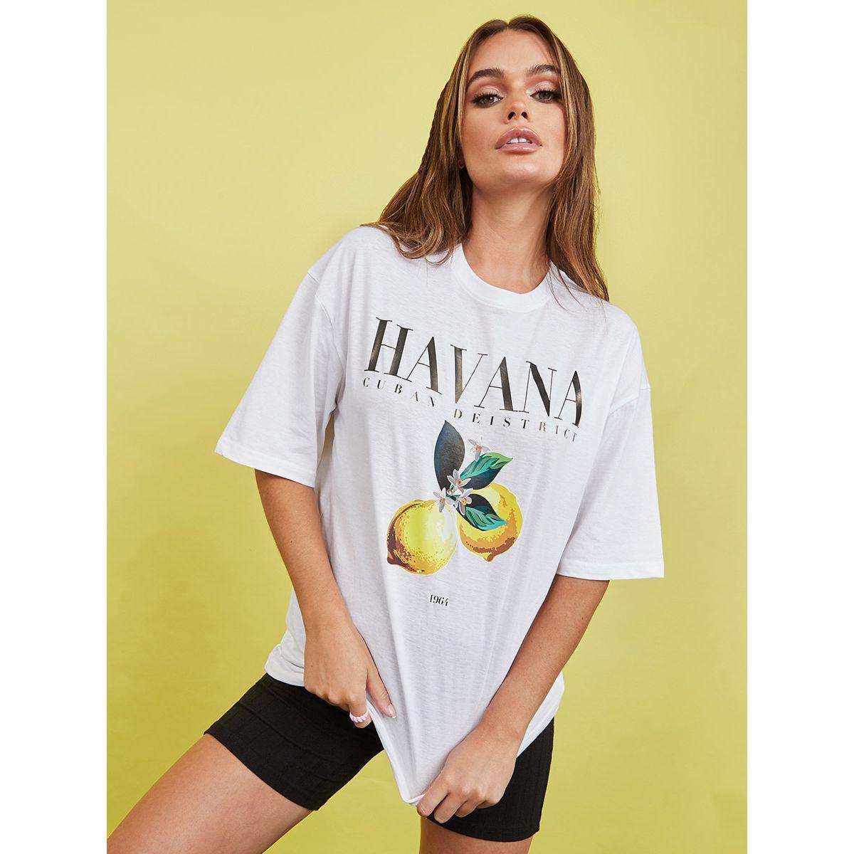 Styli Shorts Sleeves Havana Lemon Graphic Oversized Longline T-shirt-women-clothing-tshirts-image-3