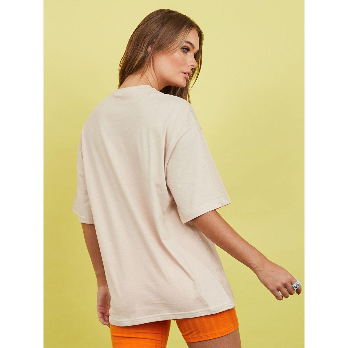 Styli Shorts Sleeves Orange Graphic Oversized Longline T-shirt-women-clothing-tshirts-image-5