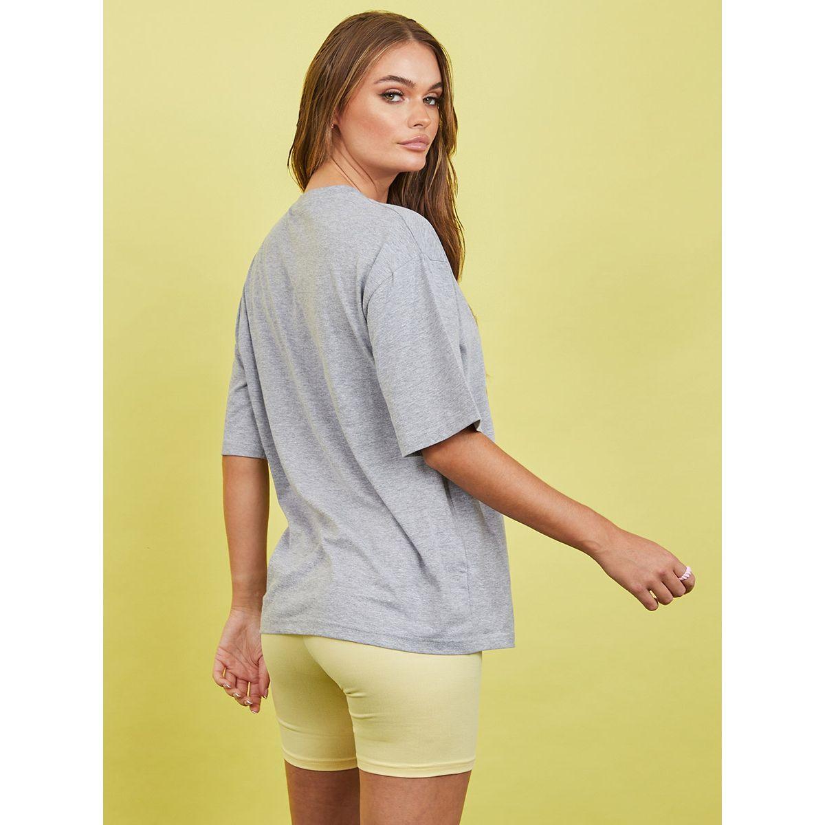 Styli Shorts Sleeves Orange Graphic Oversized Longline T-shirt-women-clothing-tshirts-image-4
