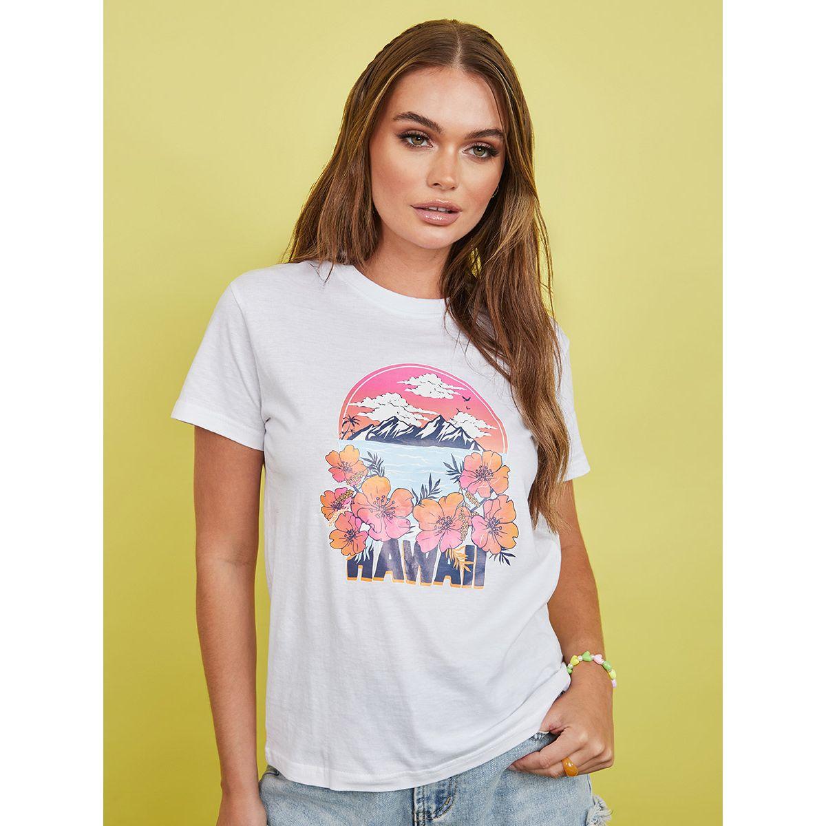 Styli Shorts Sleeves Hawaii Sea Graphic Regular Fit T-shirt-women-clothing-tshirts-image-3
