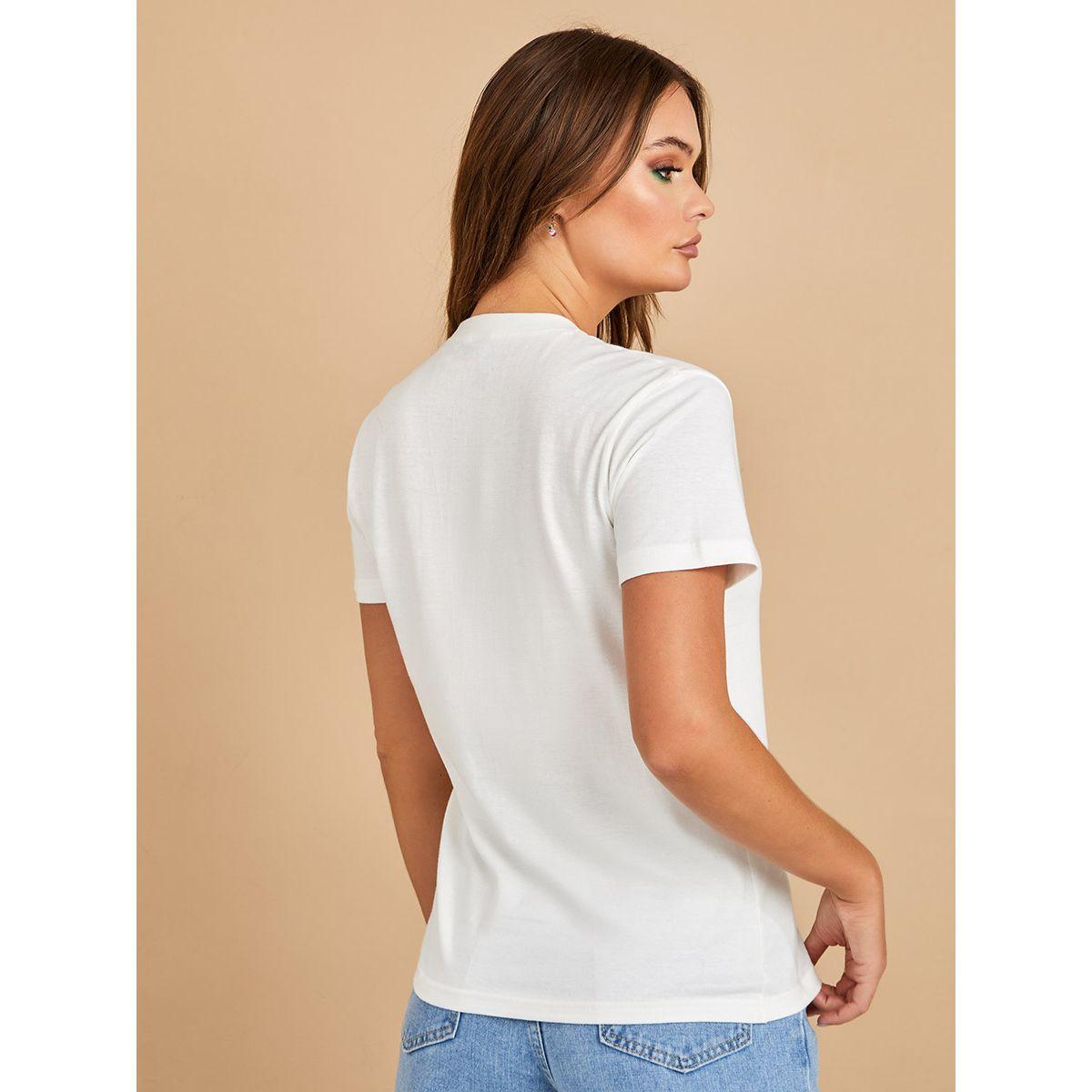 Styli Shorts Sleeves One Day At A Time Slogan Regular Fit T-shirt-women-clothing-tshirts-image-5