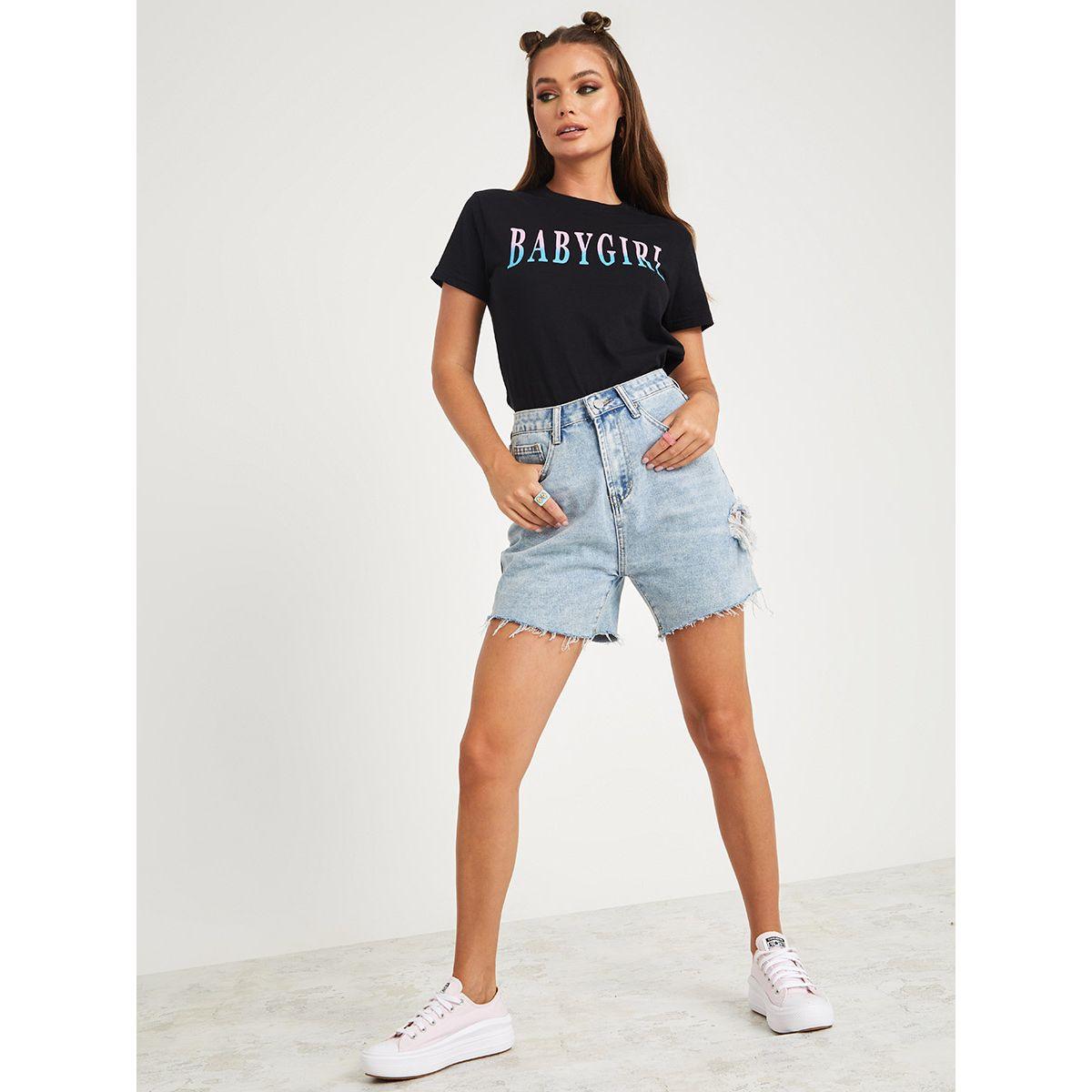 Styli Shorts Sleeves Baby Girl Ombre Slogan Regular Fit T-shirt-women-clothing-tshirts-image-2