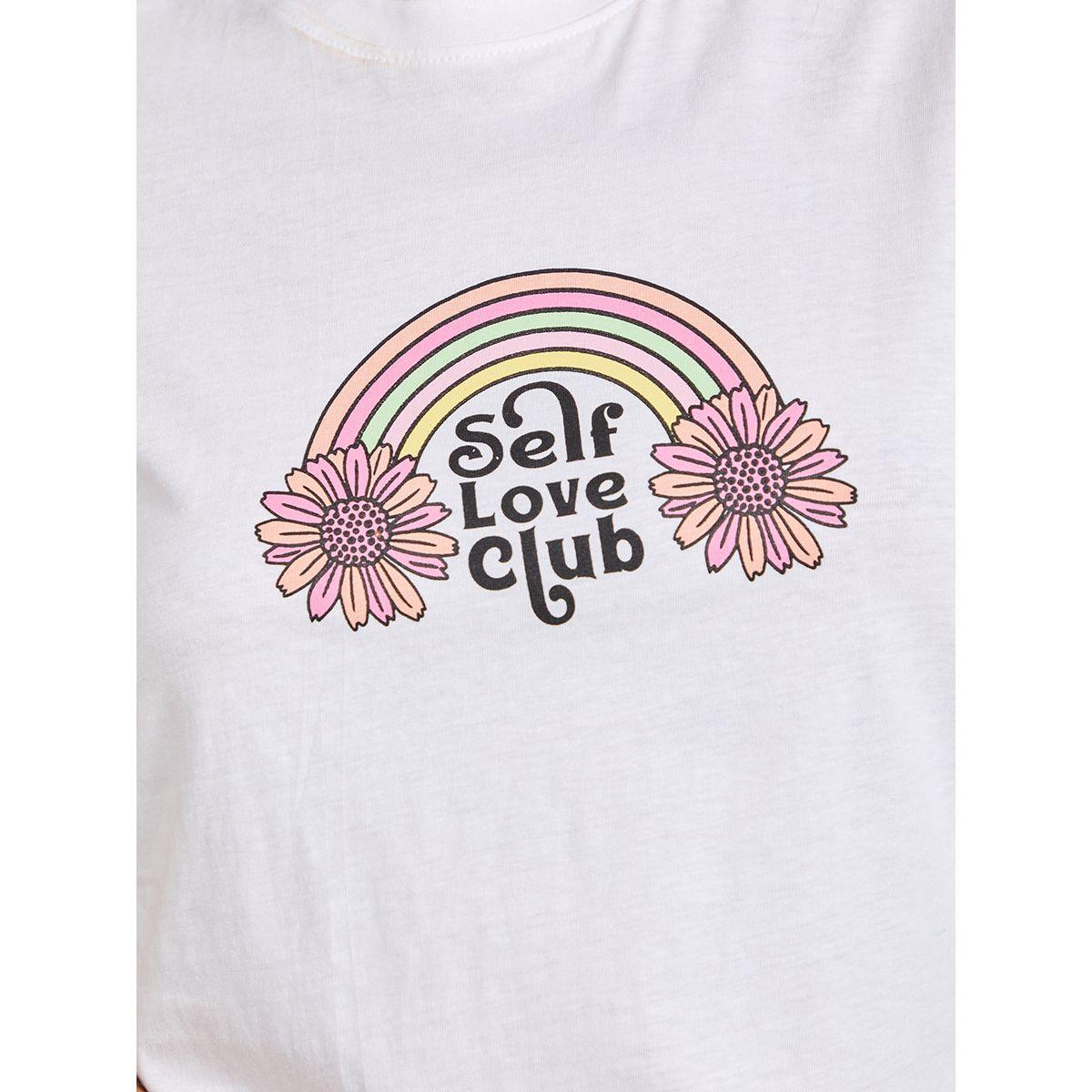 Styli Shorts Sleeves Self Love Club Graphic Regular Fit T-shirt-women-clothing-tshirts-image-4