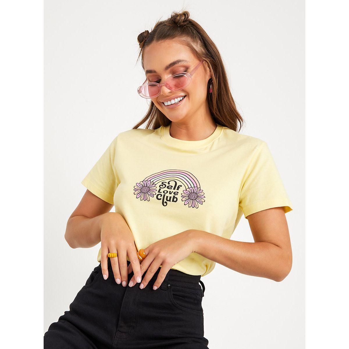 Styli Shorts Sleeves Self Love Club Graphic Regular Fit T-shirt-women-clothing-tshirts-image-6