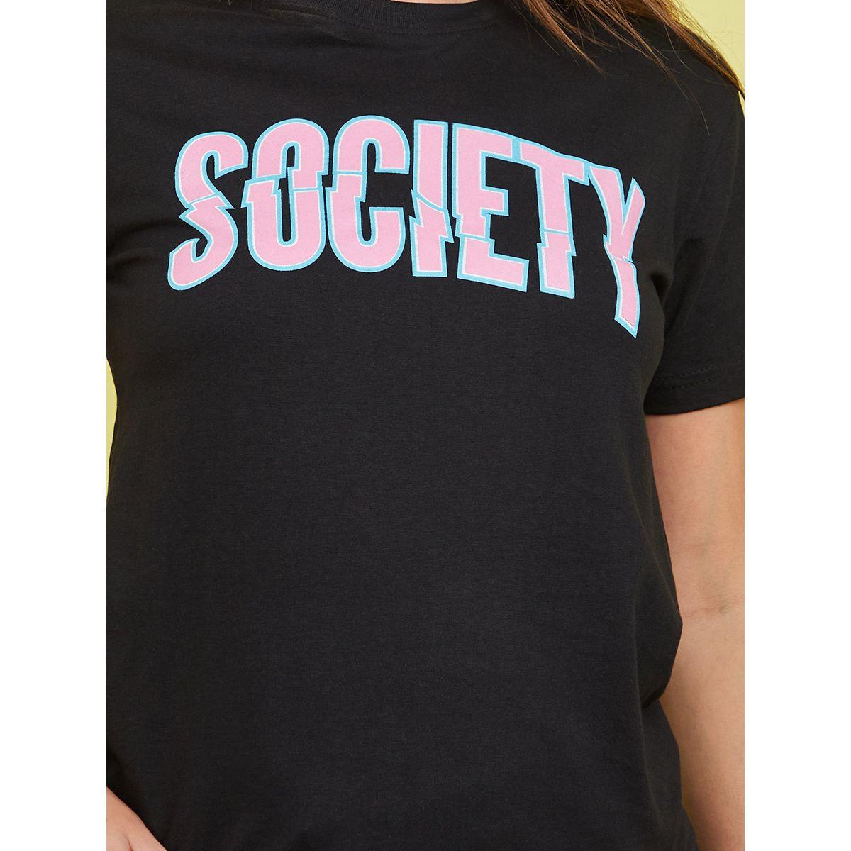 Styli Shorts Sleeves Society Slogan Regular Fit T-shirt-women-clothing-tshirts-image-4